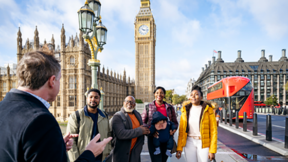 Family on a tour in London. 